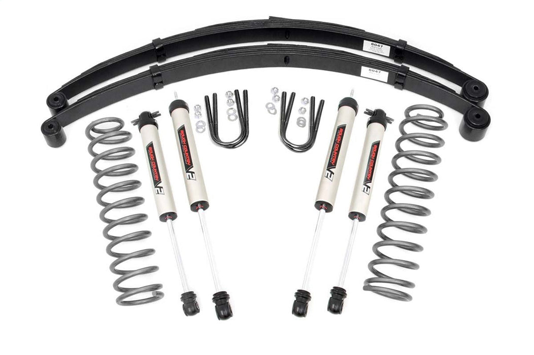 Rough Country 63070 Jeep Cherokee XJ 3 Inch Suspension Lift System w/V2 Shocks Leaf Springs For 84-01 Jeep Cherokee XJ Rough Country