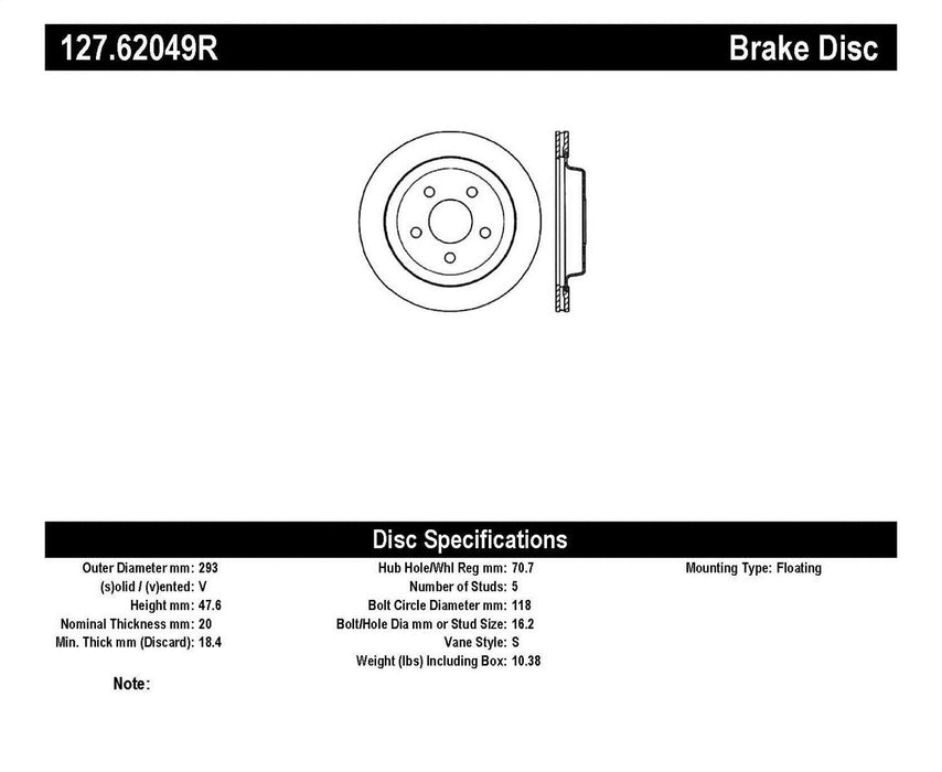 StopTech 127.62049R StopTech Sport Drilled/Slotted Brake Rotor; Rear Right