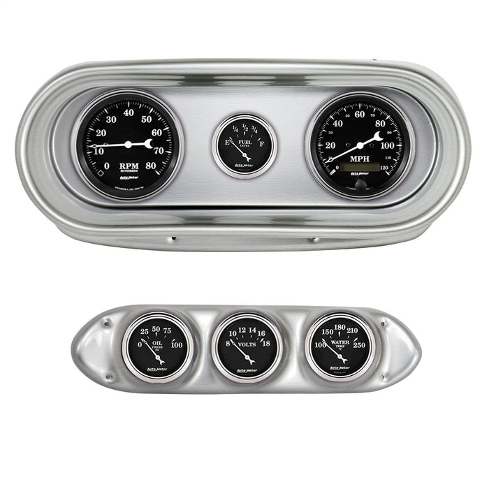 AutoMeter 2127-07 DIRECT FIT DASH KIT; NOVA 62-65; TACH/MPH/FUEL/OILP/WTMP/VOLT; OLD TYME BLACK