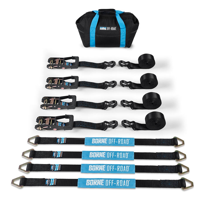 Mishimoto BNRTC-TD-4BK Borne Off-Road Vehicle Ratchet Tie-Down Kit, Black
