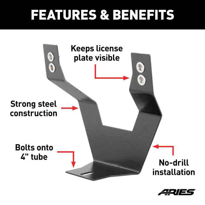 ARIES 45-0000 ARIES 45-0000 4 Inch Bull Bar License Plate Bracket