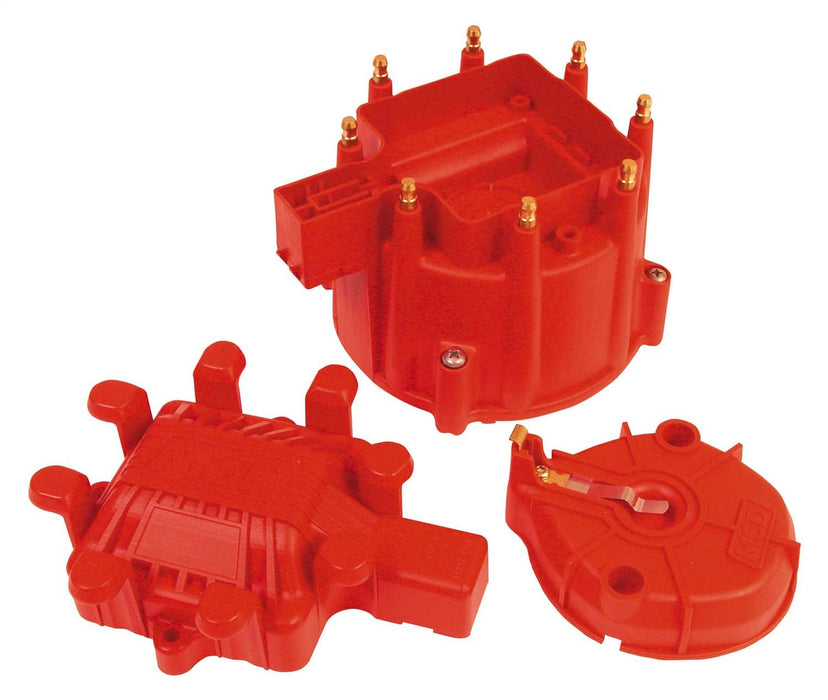 MSD 84023 Distributor Cap And Rotor Kit; Incl. HEI Cap/Rotor/Coil Cover; Extreme; Red;