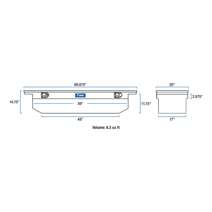 UWS EC10432 Gloss Black Aluminum 69in. Angled Crossover Box with Low Profile (Heavy Packagin