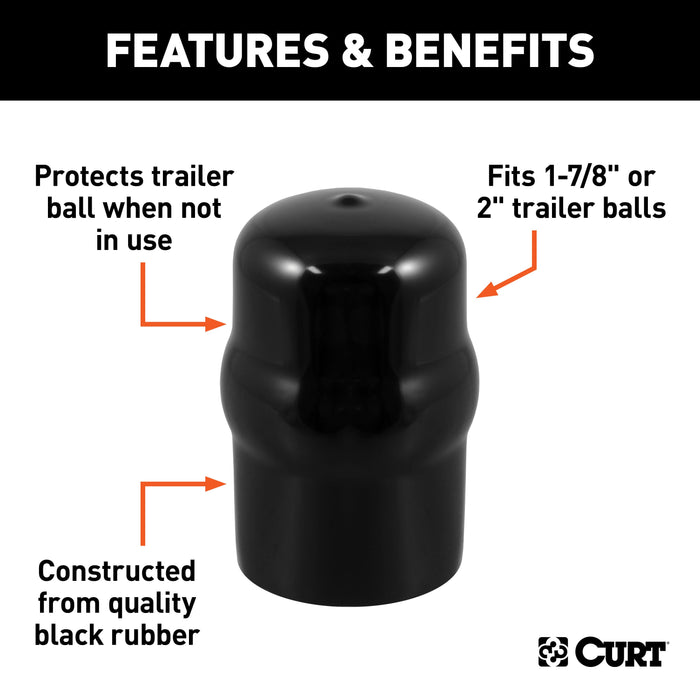 CURT 21801 CURT 21801 Black Rubber Trailer Hitch Ball Cover; 1-7/8 or 2-Inch Diameter
