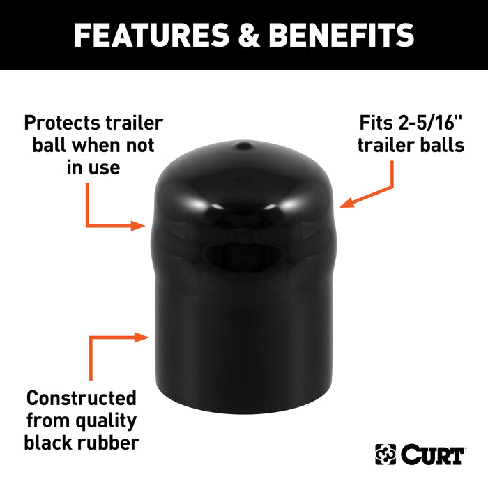 CURT 21810 CURT 21810 Black Rubber Trailer Hitch Ball Cover; 2-5/16-Inch Diameter