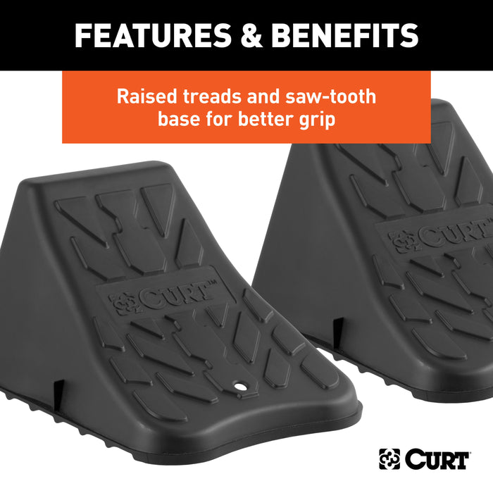 CURT 22800 CURT 22800 Black Plastic Wheel Chocks; Vehicle; Trailer; Truck; RV; 2-Pack