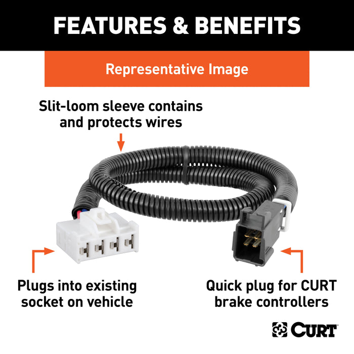 CURT 51343 Trailer Brake Controller Harness; Select Cadillac; Chevrolet; GMC (Packaged)