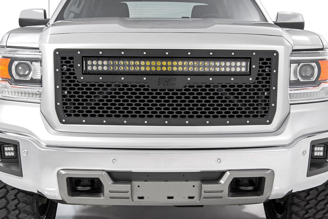 Rough Country 70190BDA Sierra Mesh Grille 30 Inch Dual Row Black Series LED w/Amber DRL 14-15 Sierra 1500 Rough Country