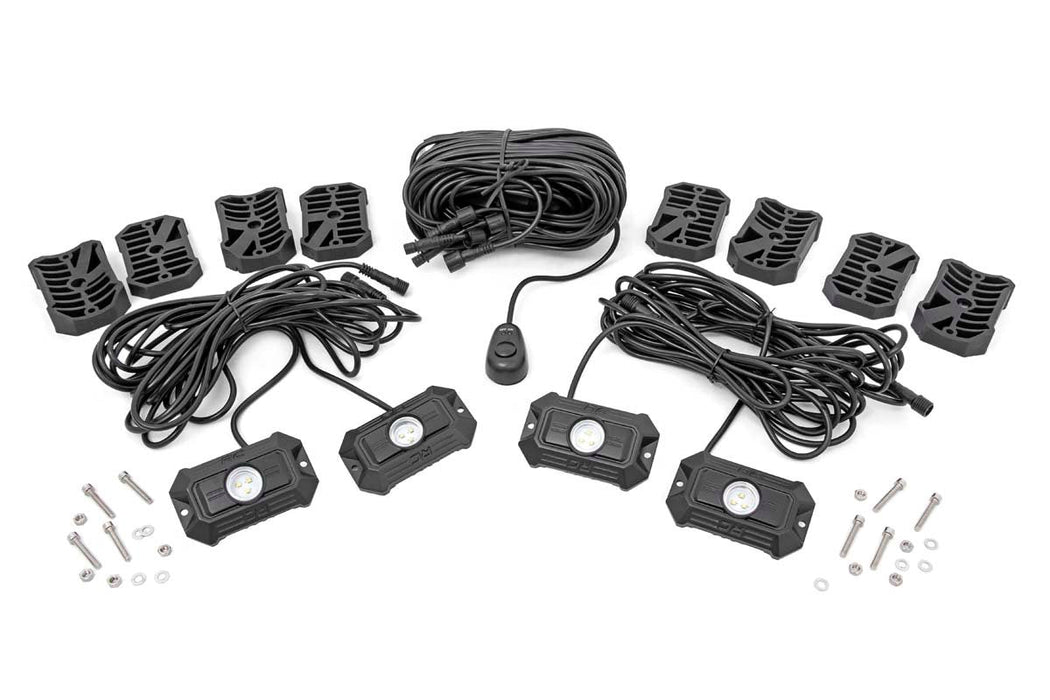 Rough Country 70980 Deluxe LED Rock Light Kit 4 Pods Rough Country
