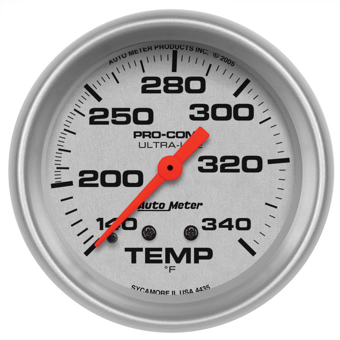 AutoMeter 4435 GAUGE; TEMPERATURE; 2 5/8in.; 140-340deg.F; MECHANICAL; 8FT.; ULTRA-LITE