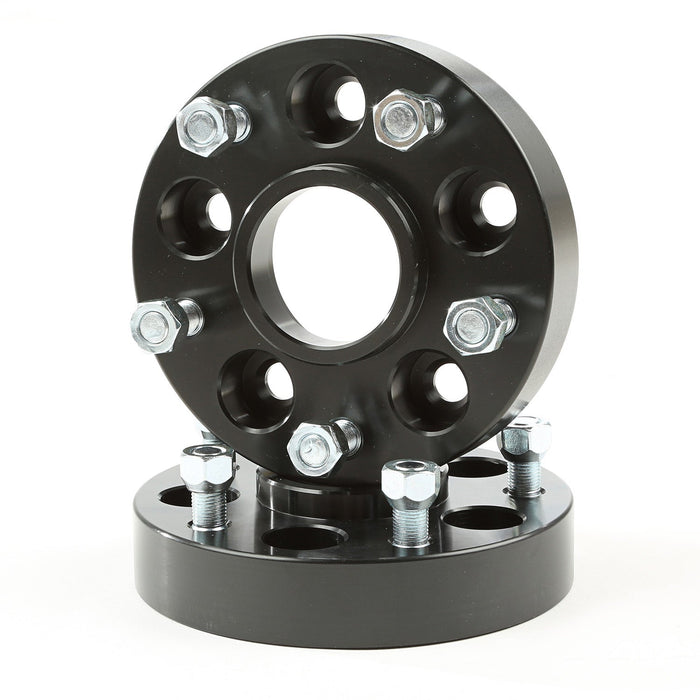 Rugged Ridge 15201.15 Wheel Adapter; Pair; 1.25 in.; Fits 5x5 in. Bolt Pattern; Black Aluminum;