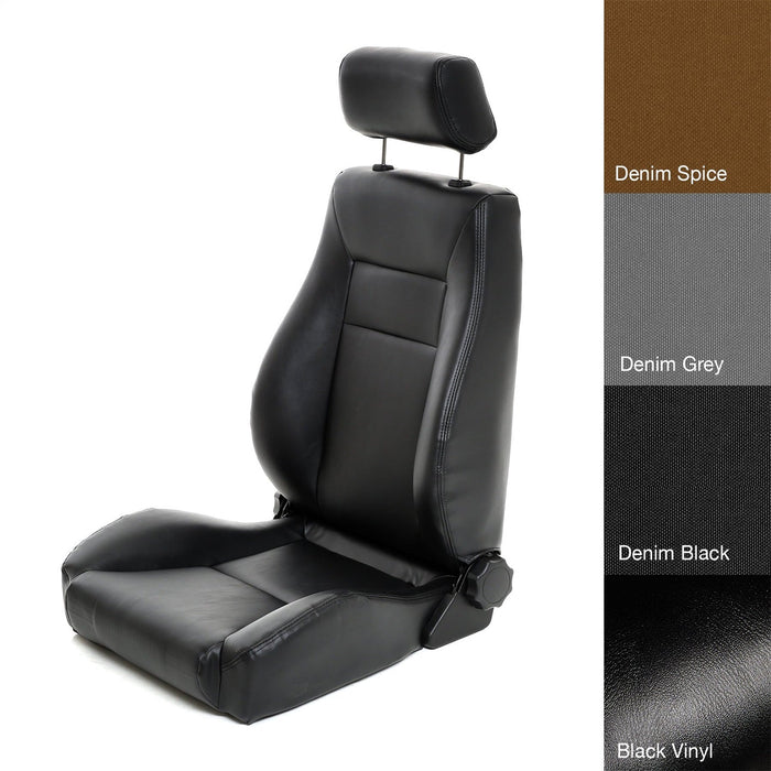 Smittybilt 49501 Front Seat Contour Sport Bucket W/ Recliner 76-16 Wrangler CJ/YJ/TJ/LJ/JK Vinyl Black Smittybilt