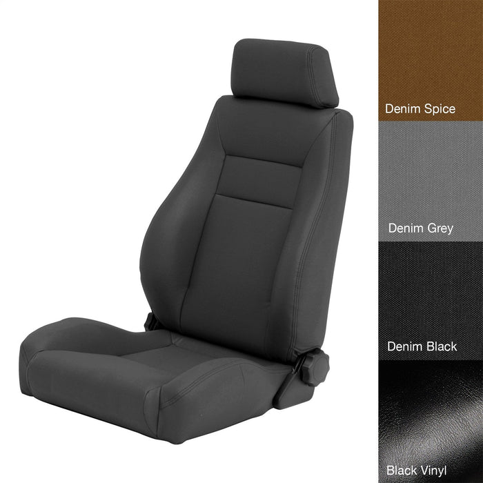 Smittybilt 49515 Front Seat Contour Sport Bucket W/ Recliner 76-16 Wrangler CJ/YJ/TJ/LJ/JK Black Denim Smittybilt