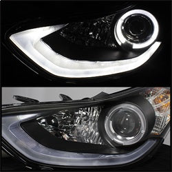 Spyder Auto 5073662 DRL LED Projector Headlights; Uses Stock Bulbs; Pair; Black;