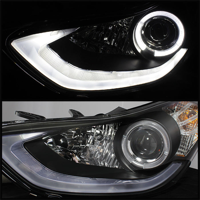 Spyder Auto 5073662 DRL LED Projector Headlights; Uses Stock Bulbs; Pair; Black;
