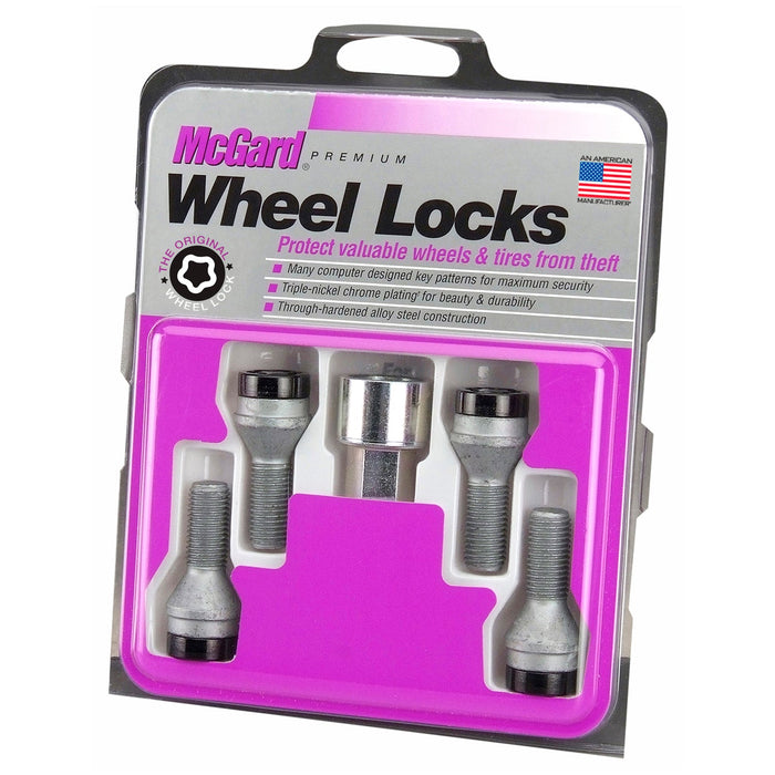 McGard 27178 Black Bolt Style Cone Seat Wheel Lock Set (M12 x 1.5) - Set of 4 Locks and 1 Key