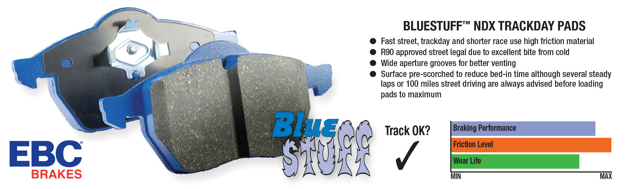 EBC Brakes DP51140NDX Bluestuff NDX Full Race Brake Pads