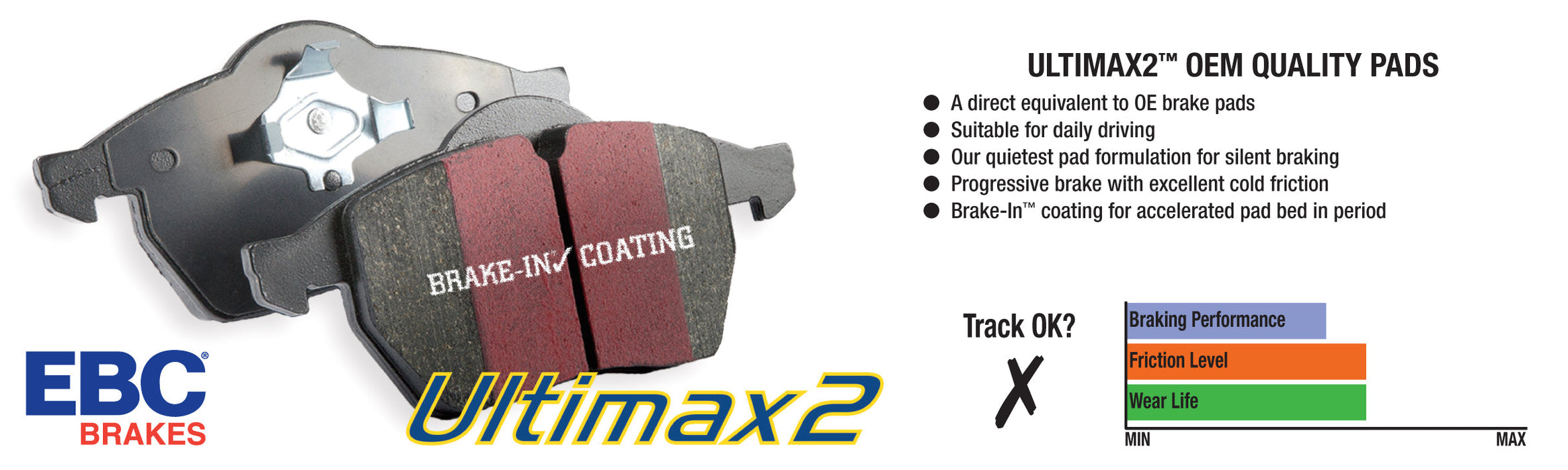 EBC Brakes UD1801 Ultimax OEM Replacement Brake Pads