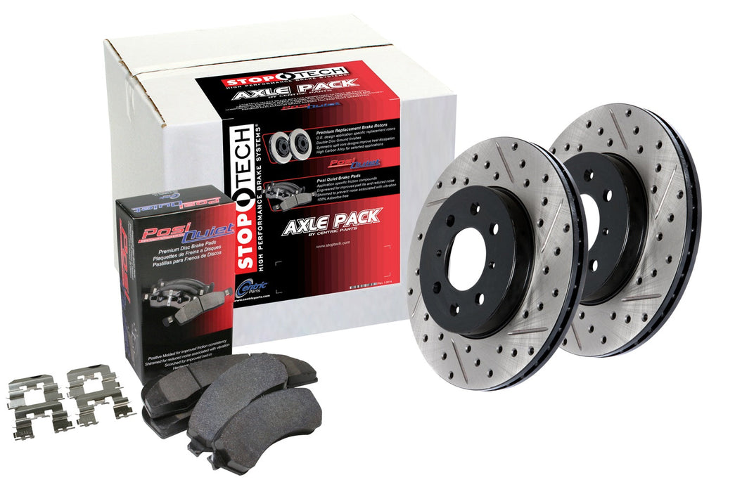 StopTech 935.34057 StopTech Street Axle Pack; Drilled and Slotted; 4 Wheel Brake Kit