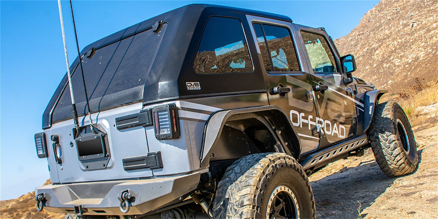 DV8 Offroad HT07FB42 Jeep JK Hard Top Fast Back 07-18 Wrangler JK 4 Door Black 2 Piece DV8 Offroad