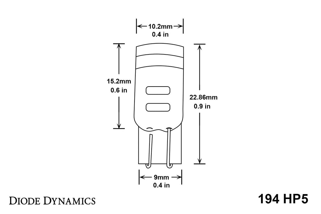 Diode Dynamics DD0028P 194 LED Bulb HP5 LED Natural White Pair Diode Dynamics