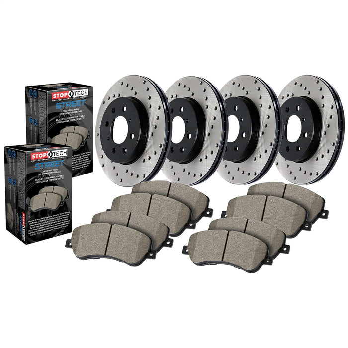 StopTech 936.34122 StopTech Street Axle Pack Drilled Front/Rear Brake Kit