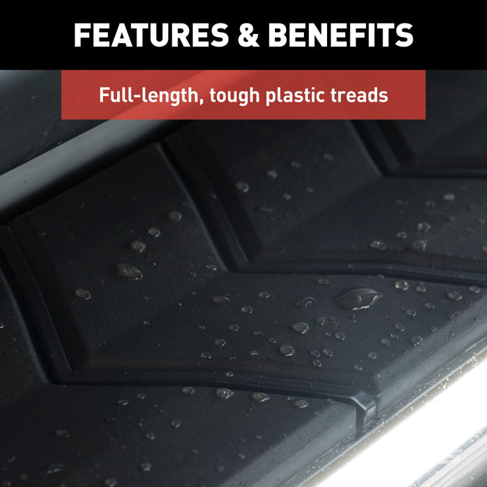 ARIES 2051004 AeroTread 5in. x 76in. Polish Stainless Running Boards; Select Cadillac; Chevy;