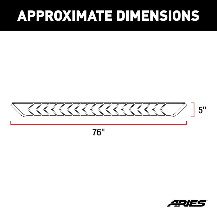 ARIES 2051004 AeroTread 5in. x 76in. Polish Stainless Running Boards; Select Cadillac; Chevy;