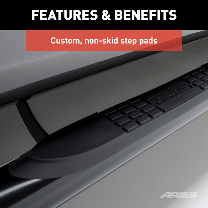 ARIES 213006 3in. Round Black Stainless Side Bars; Select Ford Excursion; F-250; F-350