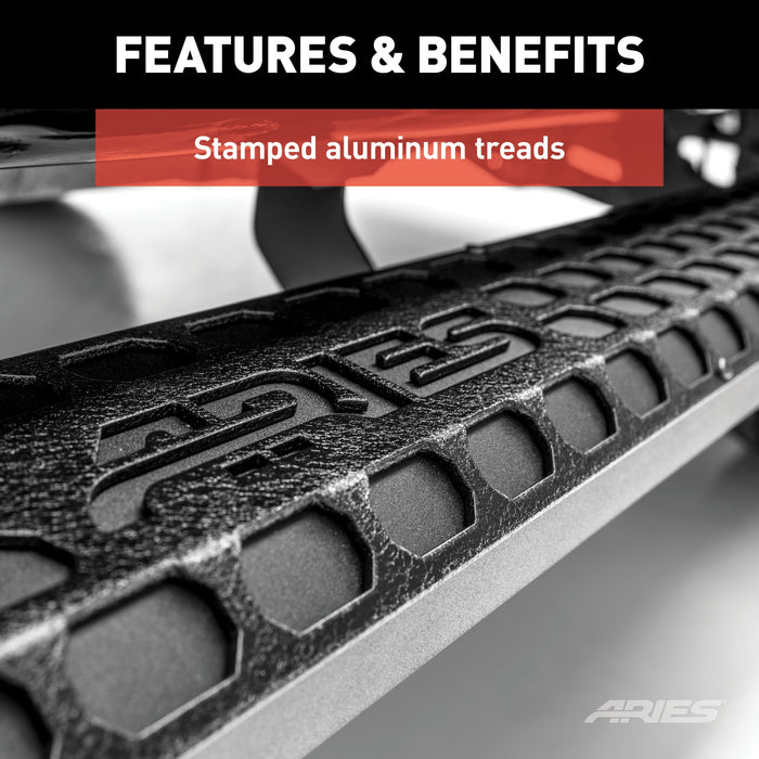 ARIES 2556012 AdvantEDGE 5-1/2in. x 75in. Black Aluminum Side Bars; Select Ford F150; F250; F3