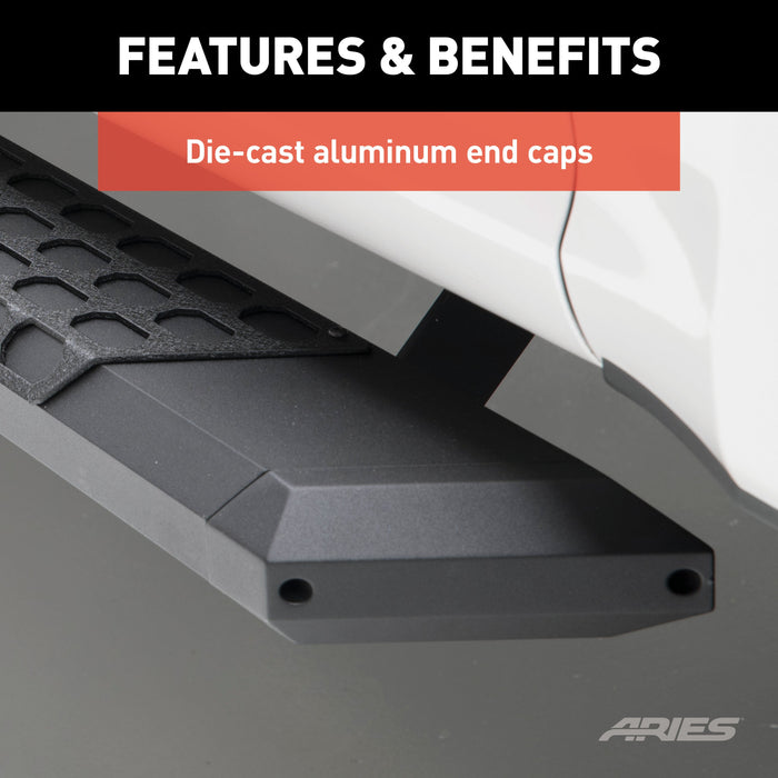 ARIES 2556012 AdvantEDGE 5-1/2in. x 75in. Black Aluminum Side Bars; Select Ford F150; F250; F3