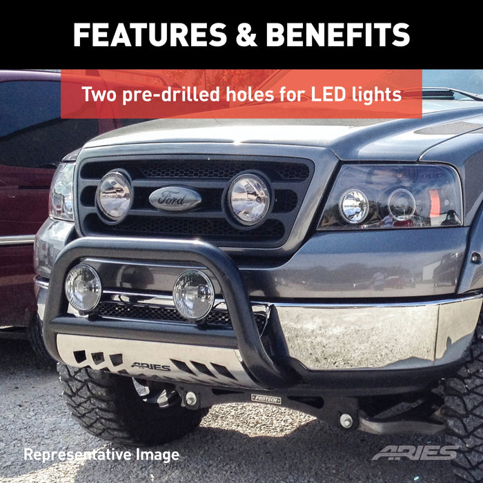 ARIES 35-4009 3in. Polished Stainless Bull Bar; Select Chevrolet; GMC C; K; Suburban; Tahoe