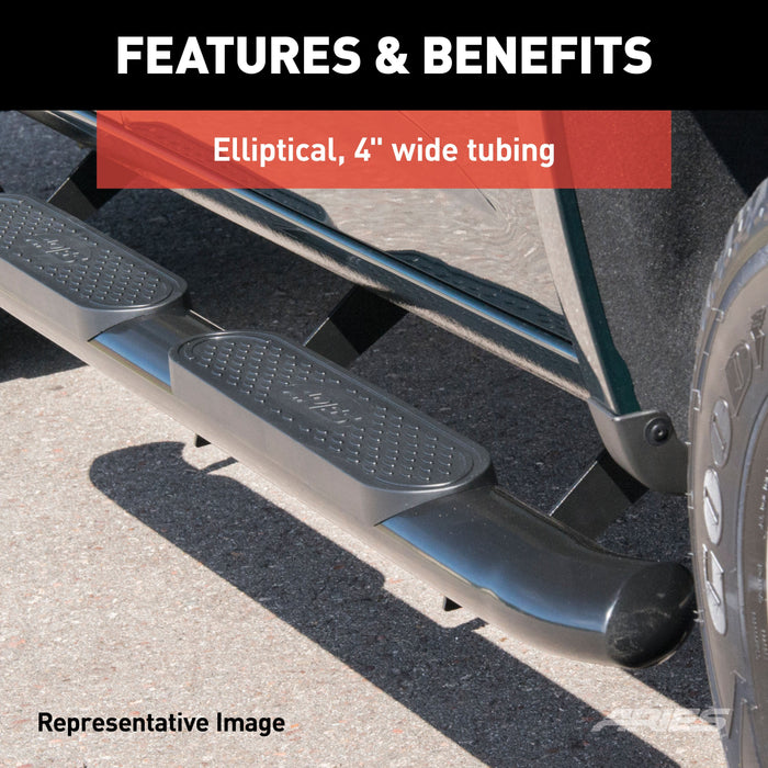ARIES S222008 ARIES S222008 4-Inch Oval Black Steel Nerf Bars; Select Toyota Tacoma