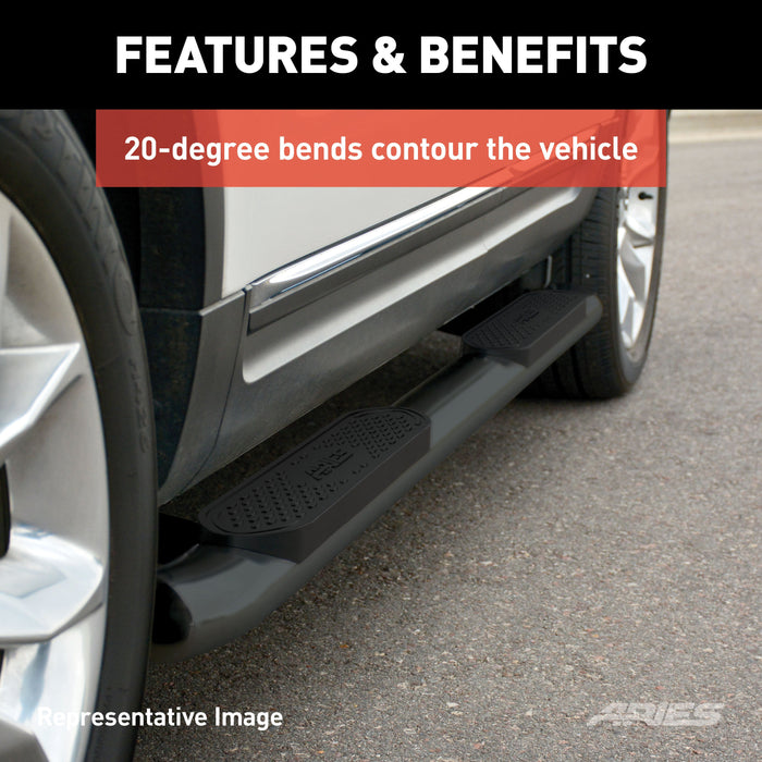 ARIES S222008 ARIES S222008 4-Inch Oval Black Steel Nerf Bars; Select Toyota Tacoma