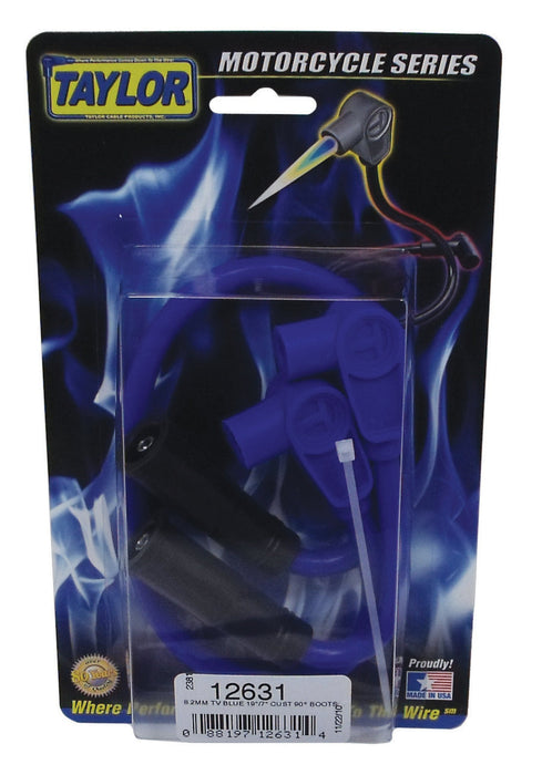 Taylor Cable 12631 ThunderVolt 8.2mm Motorcycle Ignition Wire Set; Custom Fit; Blue; 90 deg. Boots;