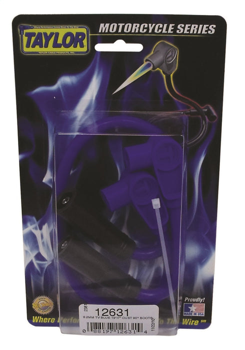 Taylor Cable 12631 ThunderVolt 8.2mm Motorcycle Ignition Wire Set; Custom Fit; Blue; 90 deg. Boots;