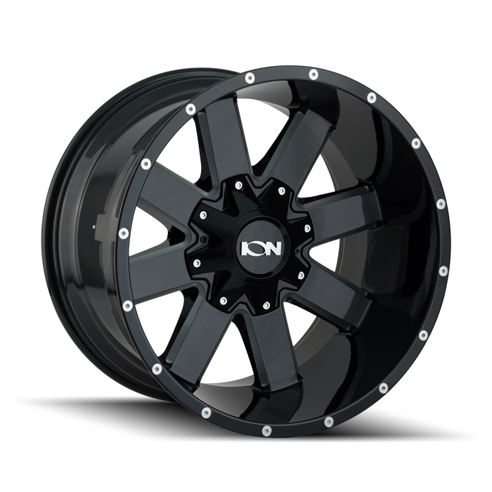 ION 141-2978M18 141 (141) GLOSS BLACK/MILLED SPOKES 20X9 8x180 18MM 124.1MM - Truck Part Superstore